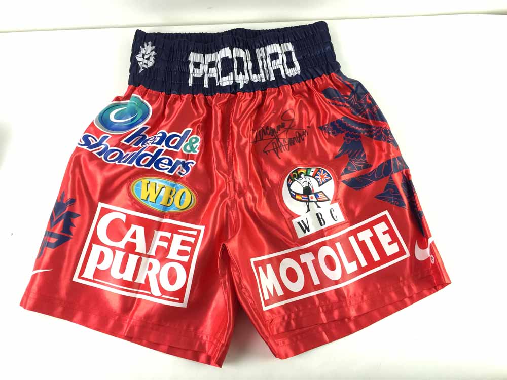 Lot Detail - Manny Pacquiao Signed Pro Style Silk Boxing Trunks (PSA/DNA)