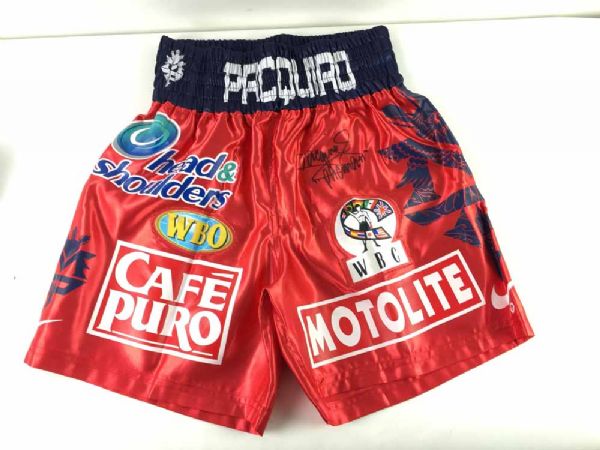 Manny Pacquiao Signed Pro Style Silk Boxing Trunks (PSA/DNA)