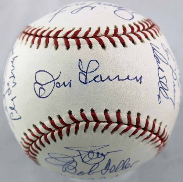 No Hit Pitchers Multi-Signed OML Baseball w/ Larsen, Feller, Cone & Others (PSA/DNA)