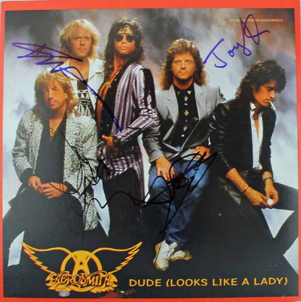 Aerosmith Group Signed "Dude Looks Like a Lady" Album (PSA/DNA)