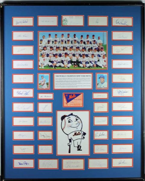 1969 WS Champion New York Mets Signature Display w/ 41 Signatures! (PSA/DNA)