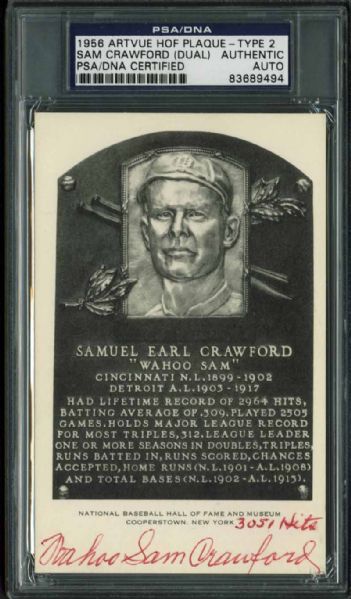 Samuel Earl Crawford Signed HOF Plaque Card (PSA/DNA Encapsulated)