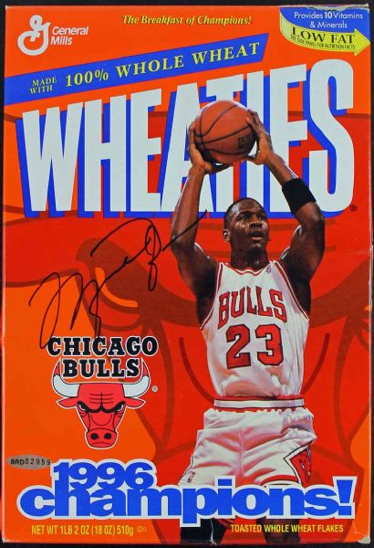 Michael Jordan Signed 1996 NBA Champions Wheaties Box (Upper Deck)