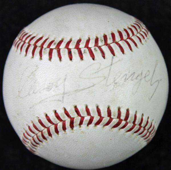 Impressive Casey Stengel Single Signed ONL Baseball (JSA)