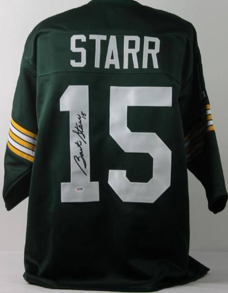 Bart Starr Signed Green Bay Packers Throwback Style Jersey (PSA/DNA)