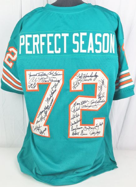 1972 Dolphins Team Signed (27) "Perfect Season" Jersey (JSA)