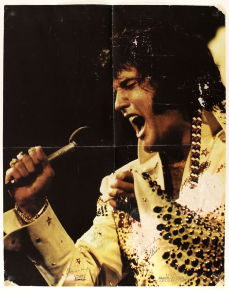 Elvis Presley Rare Signed 12" x 27" RCA Records Promotional Poster (c. 1970s) (JSA)