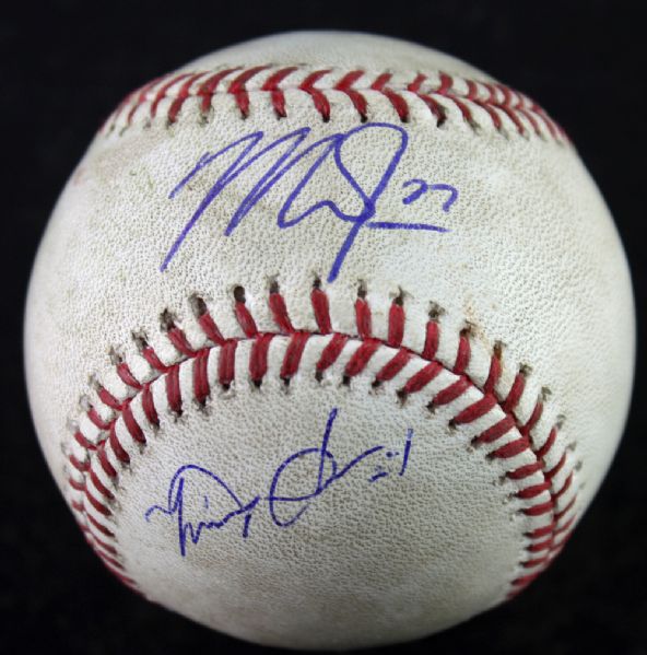 Mike Trout & Miguel Cabrera RARE Game Used & Dual Signed OML Baseball from 2012 Game LAA vs DET (MLB Holo, PSA/DNA)