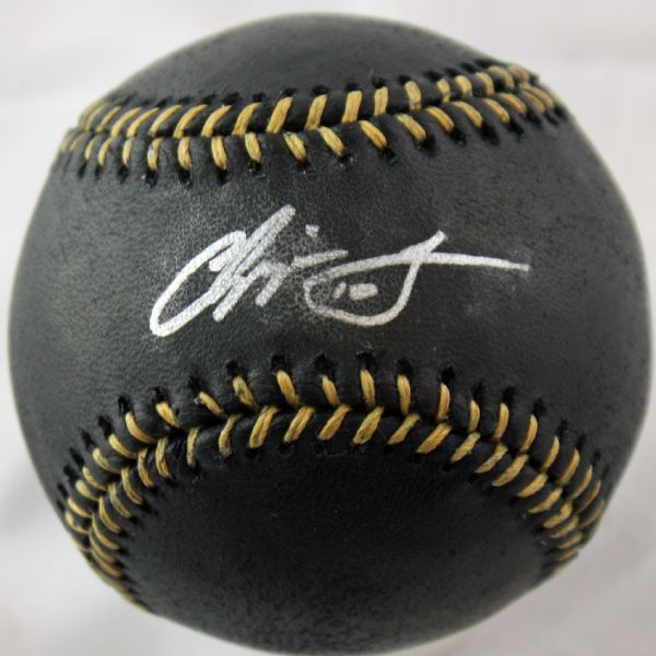 Chipper Jones Signed OML Black Model Baseball (PSA/DNA)