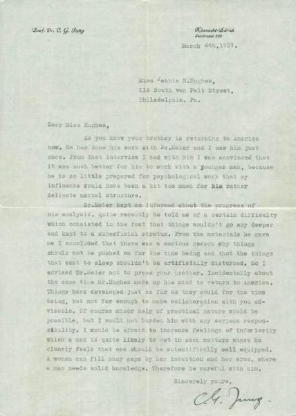 Carl Jung Signed Typed Letter Dated 1937 w/ Original Envelope (PSA/DNA)