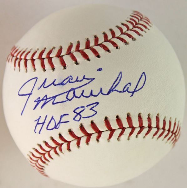 Lot #78: Lot of Two (2) Juan Marichal & Bob Feller Signed Official Baseballs (JSA)