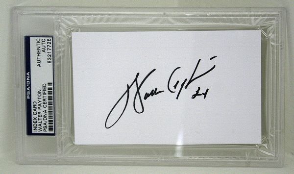 Walter Payton Signed 4" x 6" Index Card (PSA/DNA Encapsulated)