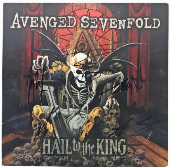 Avenged Sevenfold Group Signed "Hail to the King" Record Album Cover (PSA/DNA)