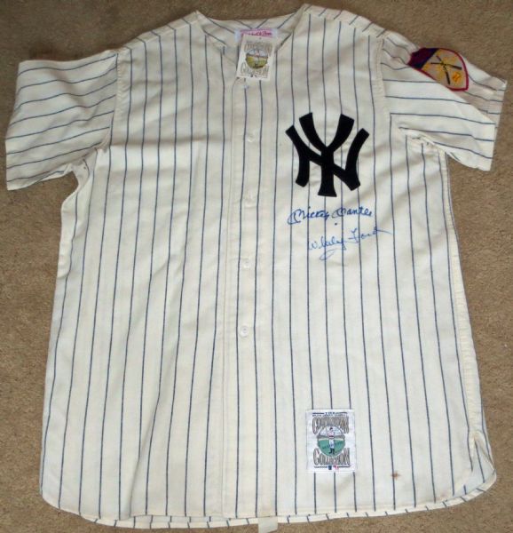 Unique Mickey Mantle & Whitey Ford Signed Mitchell & Ness Yankees Jersey (PSA/JSA Guaranteed)