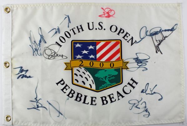 2000 Pebble Beach Multi-Signed Golf Flag w/ Woods, Eastwood, Griffey Jr., Costner & Others! (JSA)