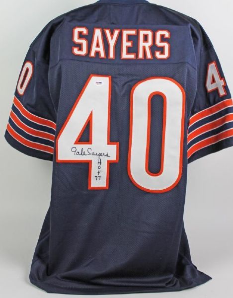 Gale Sayers Signed & Inscribed "HOF 77" Pro-Style Bears Jersey (PSA/DNA)