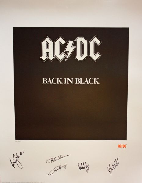 AC/DC Group Signed Limited Edition "Back in Black" Lithograph w/ All Five Members! (PSA/JSA Guaranteed)