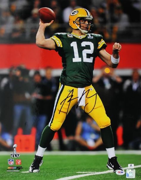 Aaron Rodgers Super Bowl XLV Signed 16" x 20" Color Photo (PSA/DNA)