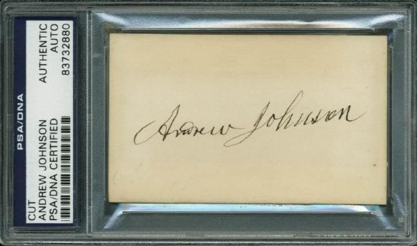 President Andrew Johnson Superb Signature Cut (PSA/DNA Encapsulated)