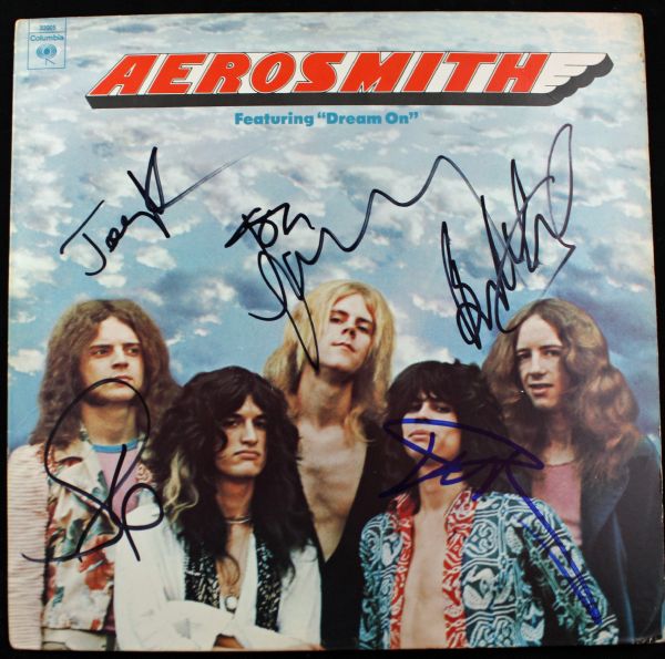 Aerosmith Rare Group Signed 1973 Self Titled Debut Album w/ All Five Members! (PSA/JSA Guarnateed)