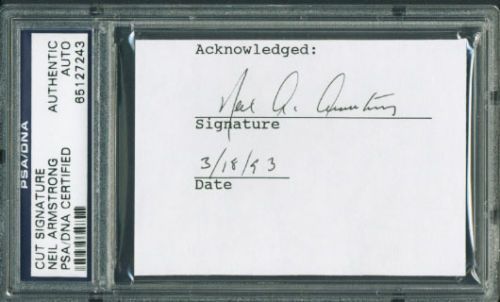 Apollo 11: Neil Armstrong Signed 2.5" x 3.5" Document Segment with Rare Full "Neil A. Armstrong" Autograph (PSA/DNA Encapsulated & JSA)