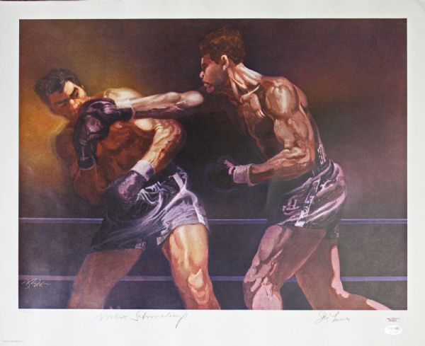 Joe Louis & Max Schmeling Dual Signed "Living Legends" Ltd Ed Lithograph (PSA/DNA & JSA)