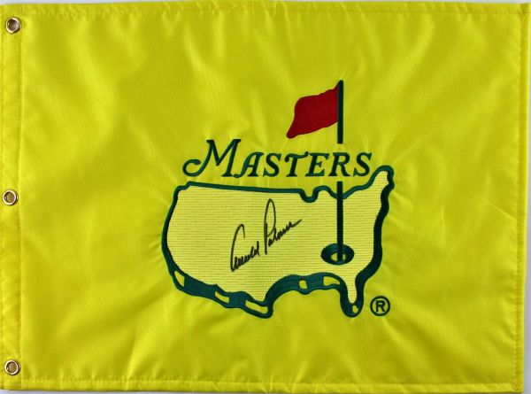 Arnold Palmer Signed RARE Undated Replica 1997 Embroidered Masters Pin Flag (PSA/DNA)