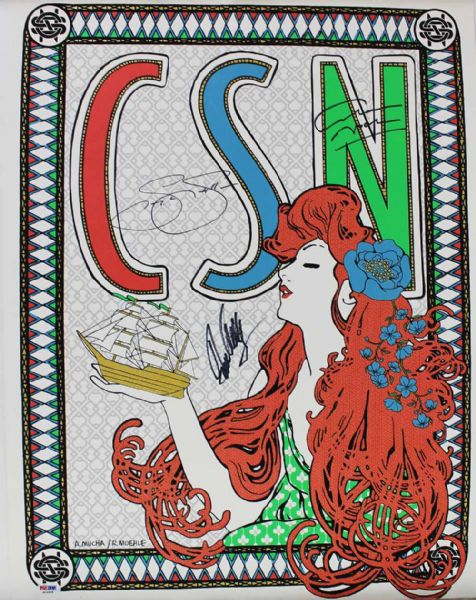 Crosby, Stills & Nash Group Signed 18" x 24" Lithograph (PSA/DNA)