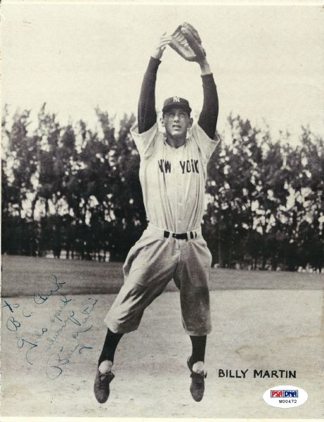 Billy Martin Vintage Signed 8" x 10" Black & White Photo (PSA/DNA)