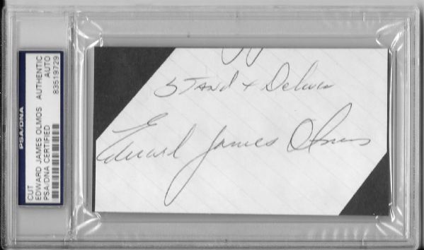 Edward James Olmos Signed Index Card w/ "Stand & Deliver" Inscription! (PSA/DNA Encapsulated)