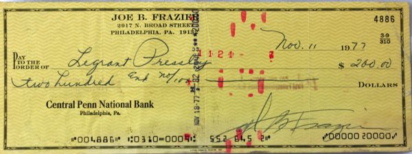 Joe Frazier Signed 1977 Personal Bank Check (PSA/JSA Guaranteed)