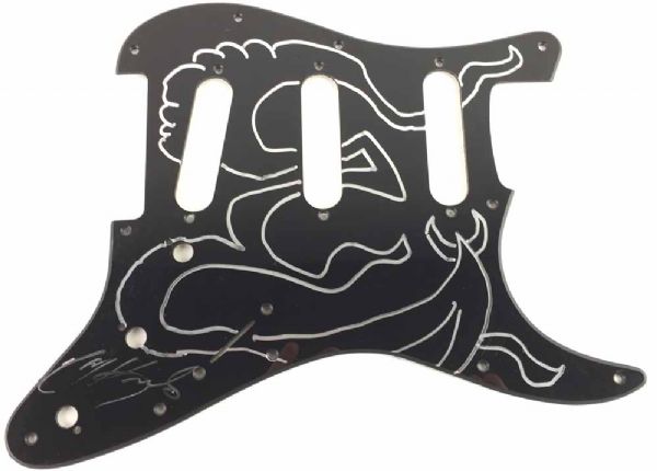 Meat Puppets: Curt Kirkwood Signed Pickguard with Sketch with Curt & Cris Kirkwood Signed Tour Poster (PSA/JSA Guaranteed)