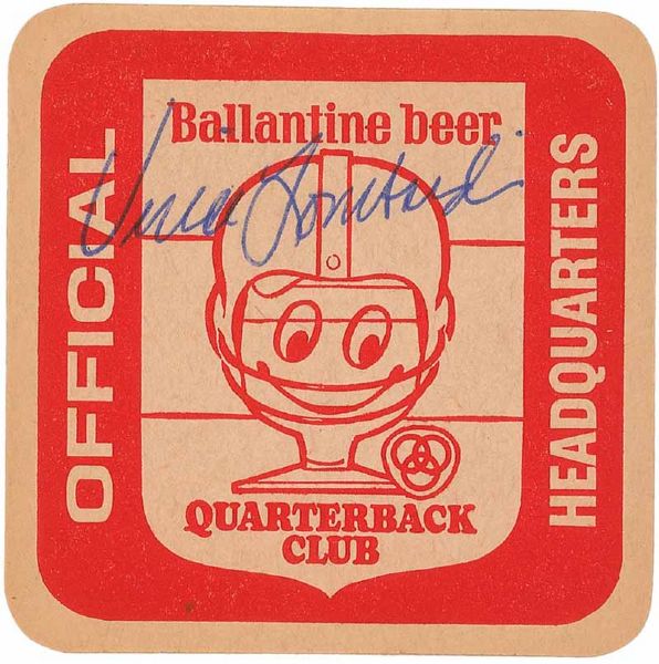 Vince Lombardi Near-Mint Signed Ballantine Beer Coaster (PSA/JSA Guaranteed)