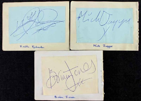 The Rolling Stones Vintage Group Signed Album Pages w/ Jagger, Richards, Jones, Watt & Wyman (PSA/JSA Guaranteed)