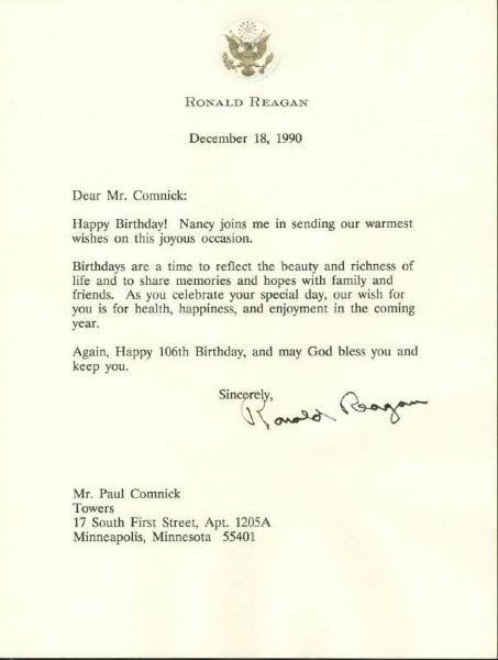 Ronald Reagan Typed Signed Letter on Personal Letterhead (1990)(PSA/DNA)