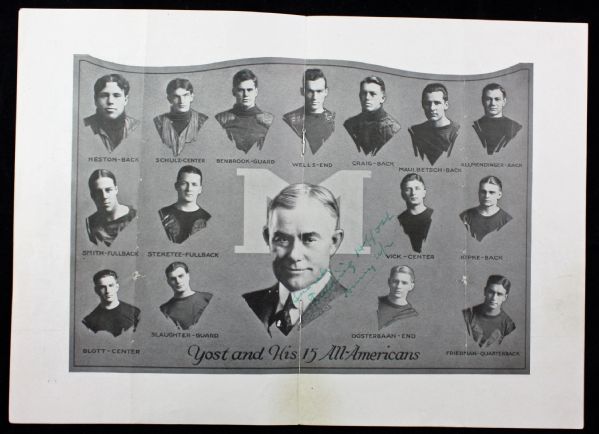 Fielding H. Yost Ultra-Rare Signed Michigan "All Americans" Pamphlet (JSA)