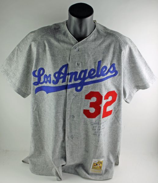 Sandy Koufax Signed 1963 Los Angeles Dodgers Mitchell & Ness Jersey w/ "63 NL MVP, 63 CY Young, 25-5 & 306 Ks" (PSA/DNA)