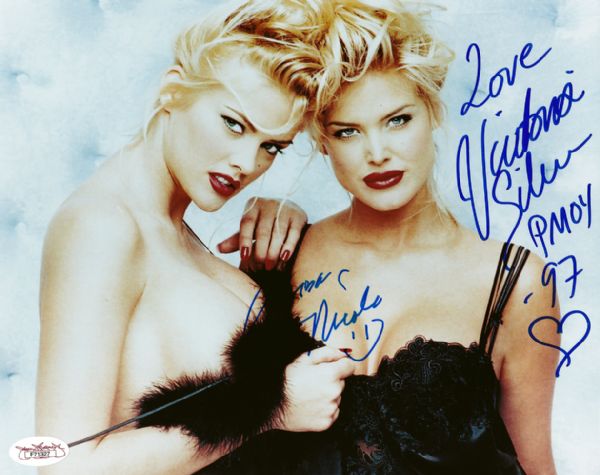 Anna Nicole Smith & Victoria Silvstedt Rare Dual Signed 8" x 10" Color Photo (JSA)