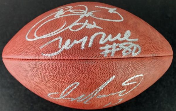 NFL All-Time Record Holders Signed NFL Football w/Marino, Rice & Smith (PSA/DNA)