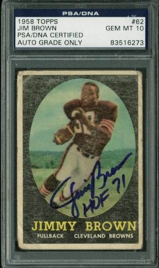 1958 Topps Jim Brown Signed Rookie Card - PSA/DNA Graded GEM MINT 10!