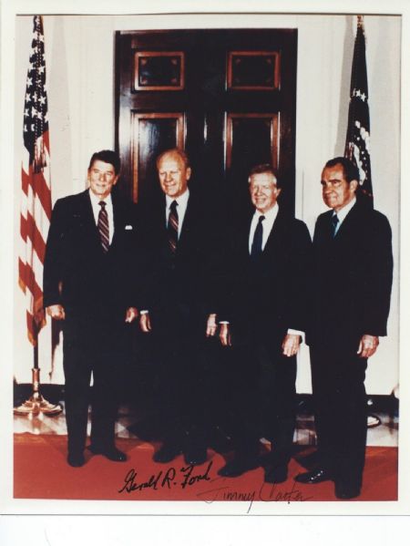 President Gerald Ford & Jimmy Carter Signed 8" x 10" Photo w/ Rare Full Name Signature! (JSA)