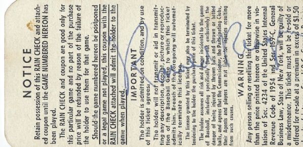 Ronald Reagan Unique Signed 1960 World Series Ticket (JSA)