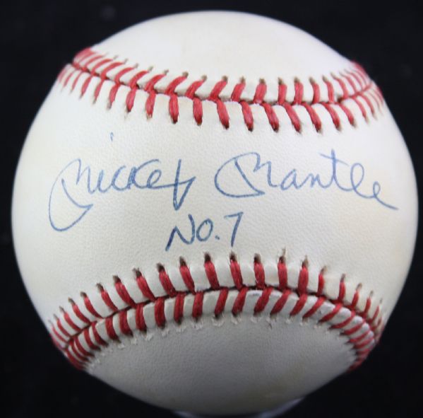 Mickey Mantle Signed OAL Baseball w/ "No. 7" Inscription (UDA)