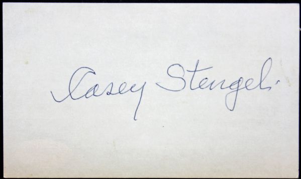 Casey Stengel Signed 3" x 5" Index Card (JSA)