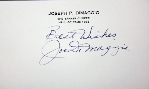 Joe DiMaggio Signed 3" x 5" Index Card (JSA)