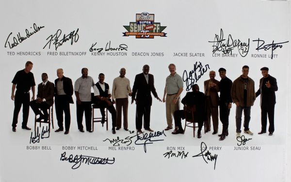 Deacon Jones, Junior Seau, Ronnie Lott & Others Multi-Signed 11" x 17" Display (Deacon Jones Estate)