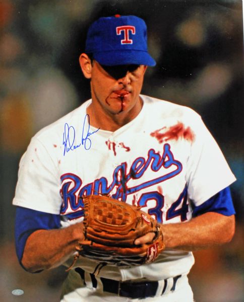 Nolan Ryan Signed 16" x 20" Bloody Lip Photo (Ryan Holo)