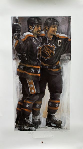 Wayne Gretzky & Paul Coffey Signed "All Time Scorers" 29 x 14 Lithograph by Stephen Holland (PSA/JSA Guaranteed)