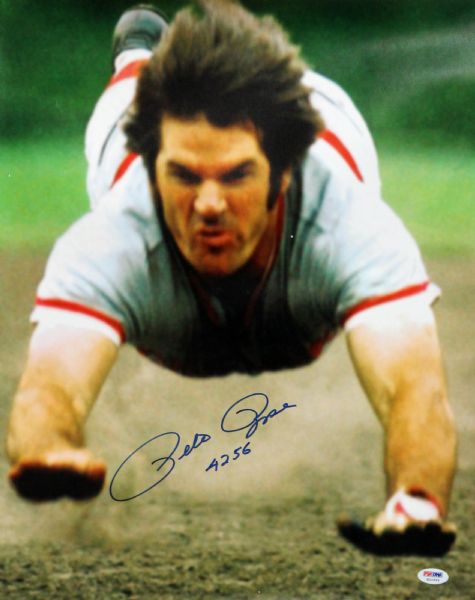 Pete Rose Signed 16" x 20" Color Photo w/ "HOF 4256" Inscription (PSA/DNA)