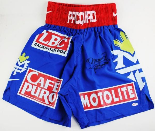 Manny Pacquiao Signed Pro Style Silk Boxing Trunks (PSA/DNA)